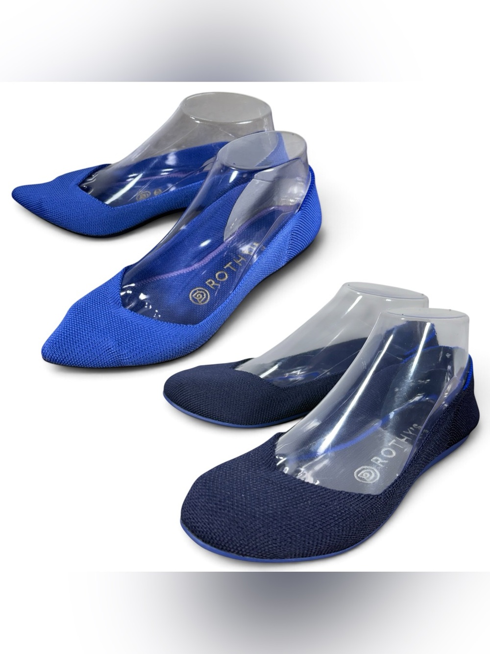 Two Pair Of Rothy's The Flat Shoes Women’s Size 6 Blue Knit Ballet Flats Casual